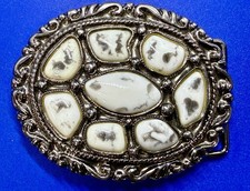 Native American Style Beautiful Faux White Stone Southwestern Style Belt Buckle