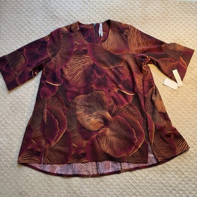 NWT Melissa McCarthy Seven7 Floral 2X Top Floral Boho Pomegranate Plus Size