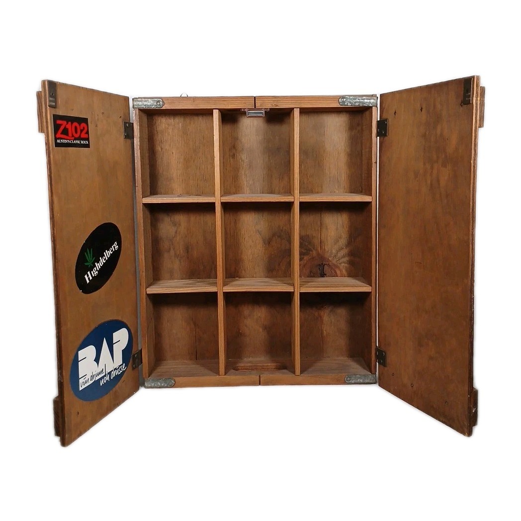 Vintage Drink Pepsi Cola All Wood Cassette Case Hanging Display Shelf Cabinet 