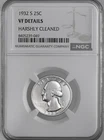 1932-S  25C WASHINGTON SILVER QUARTER NGC VF DETAILS HARSHLY CLEANED 8405239-049