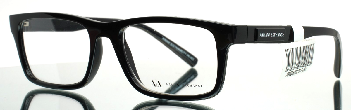 ARMANI EXCHANGE AX3115 8158 Black Mens Rectangle Eyeglasses 55-17