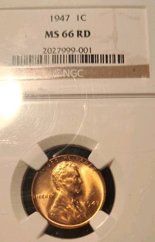 1947 Lincoln Cent NGC MS 66 RD
