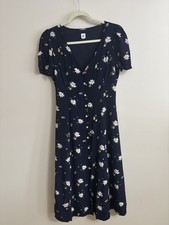 GAP Floral Short Sleeve Button Down Midi Dress Size 4 Blue Short Sleeve Romantic