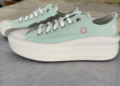Converse Chuck Taylor All Star Move Platform Sneaker Embroidered Green Pink 7.5