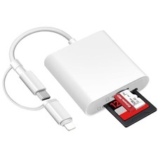 SD Card Reader for iPhone iPad USB-C Lightning Dual Interface SD TF Adapter