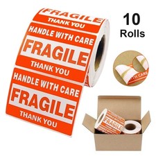 5000 Fragile Stickers 2x3 Handle With Care Thank You Shipping Labels - 10 Roll