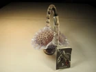 VTG Small Fenton Glass Lavender Opalescent Hobnail Handled Basket w/Brochure