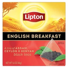 Black Tea English Breakfast, Pyramid Tea Bags, Flavored Teabags, 20 Total Bags