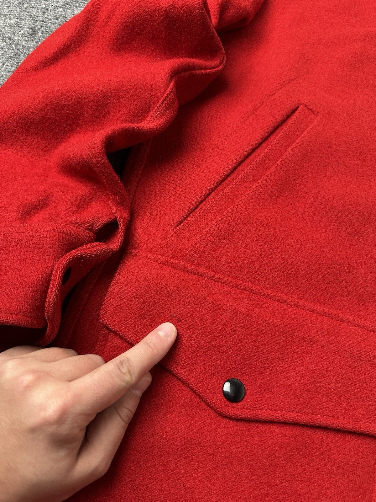 Mens Wool Pendleton Red Zip Front Jacket 1960s Ma… - image 11
