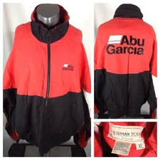 Vintage Abu Garcia Fishing Zip Up Jacket (XL) 90’s Embroidered Light Weight Coat