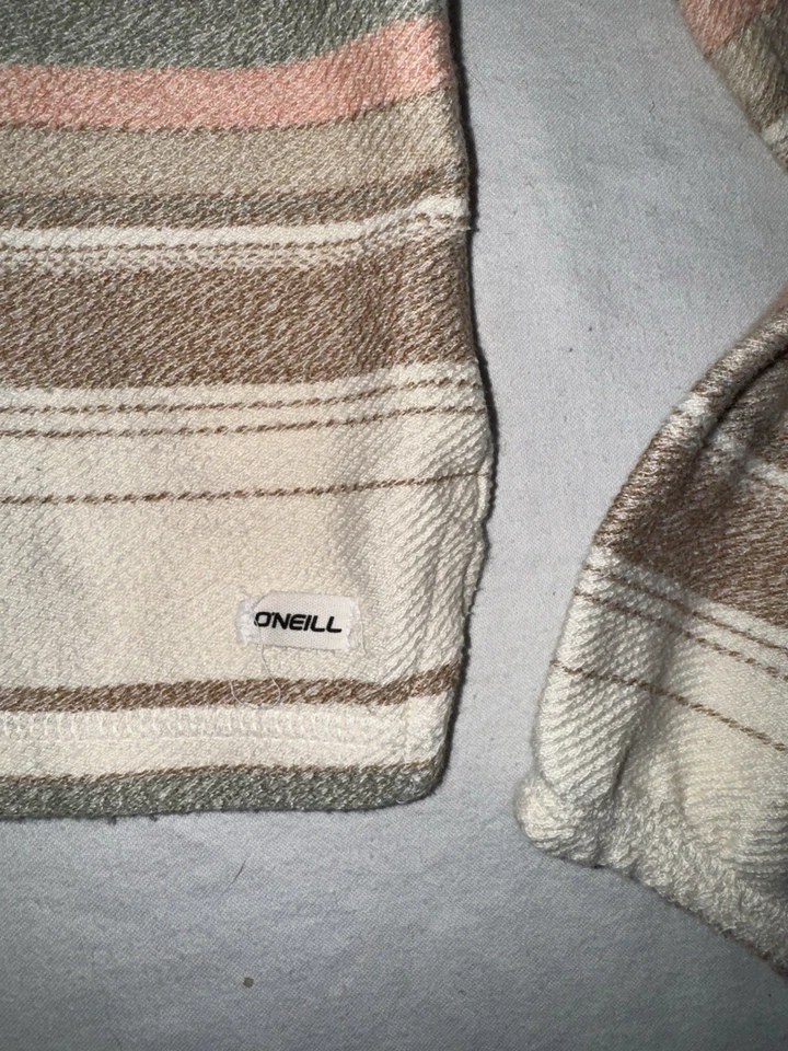 Sudadera con capucha corta O'Neill para mujer mediana crema algodón polar rayas ¡NUEVA SIN ETIQUETAS! Foto 2 de 4