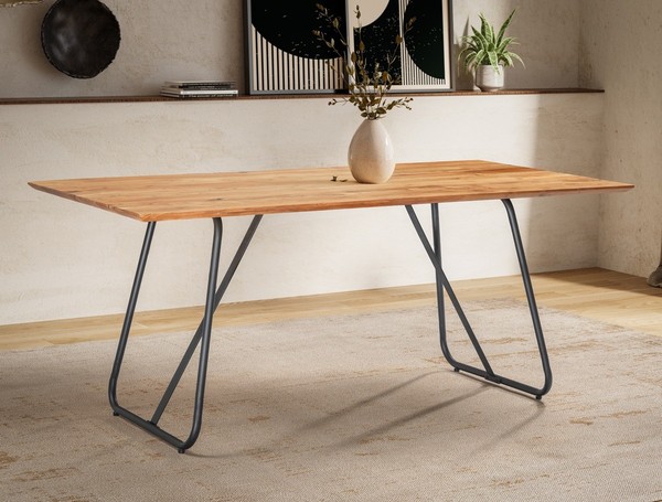 Baumtisch Tisch Mit Baumkante Massivholz 160X90Cm Akazie & Eisen Schwarz Neu Ovp-image