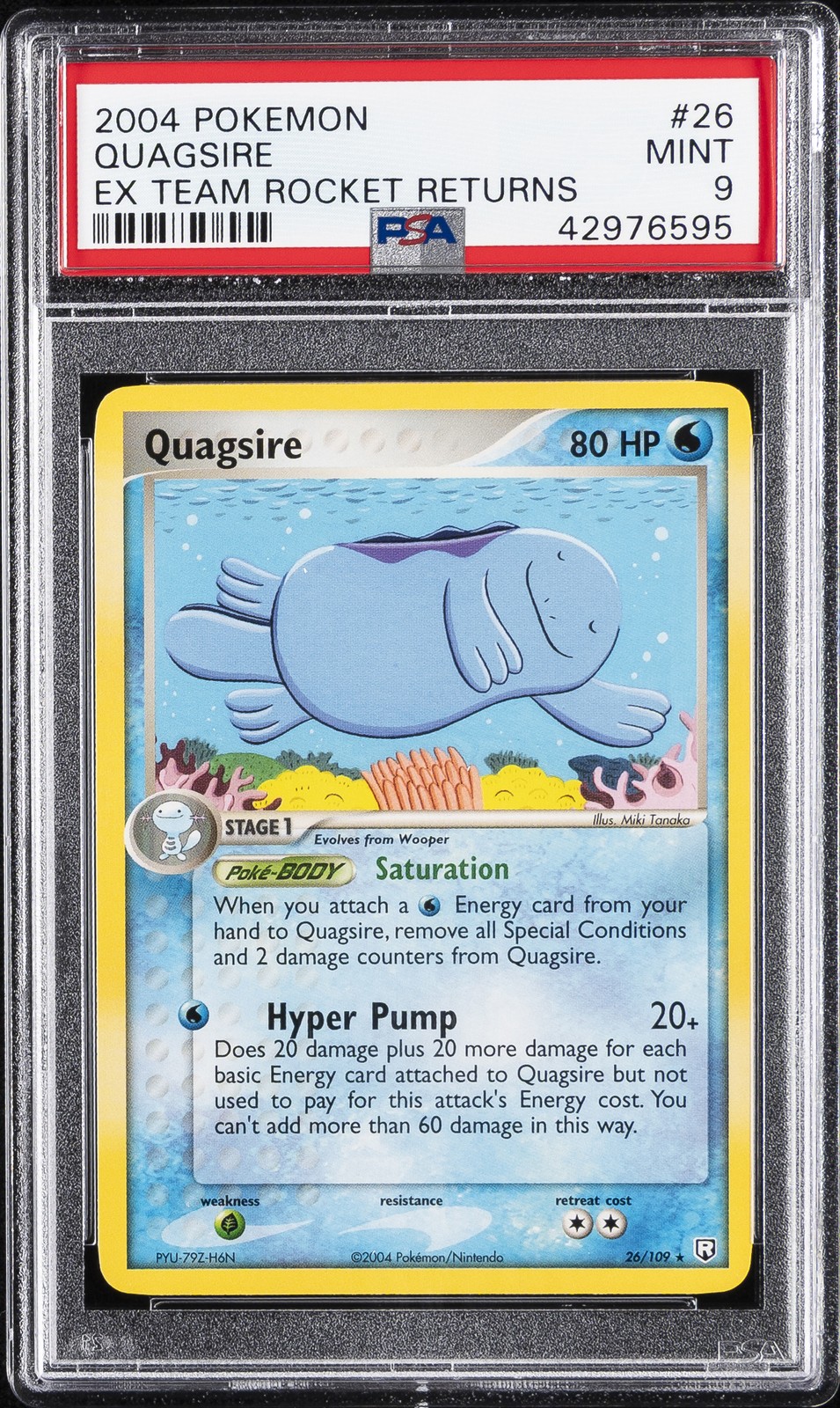 2004 POKEMON EX TEAM ROCKET RETURNS #26 QUAGSIRE PSA 9