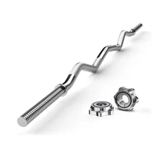 ExtreSpo 47" EZ Curl Bar Weight Lifting Bar Hip Thrusts/Squats/Lunges 1" Weights