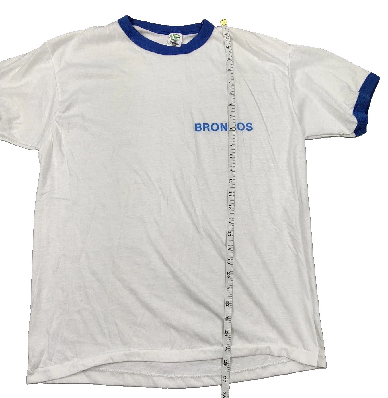 Vintage Xpres Knits Shirt Mens XL White Broncos Ringer Graphic Tee Made USA image 4