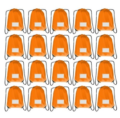 20 Pcs Drawstring Backpack Bulk - DIY Gym Sports Travel Yoga Cinch Bags - Orange