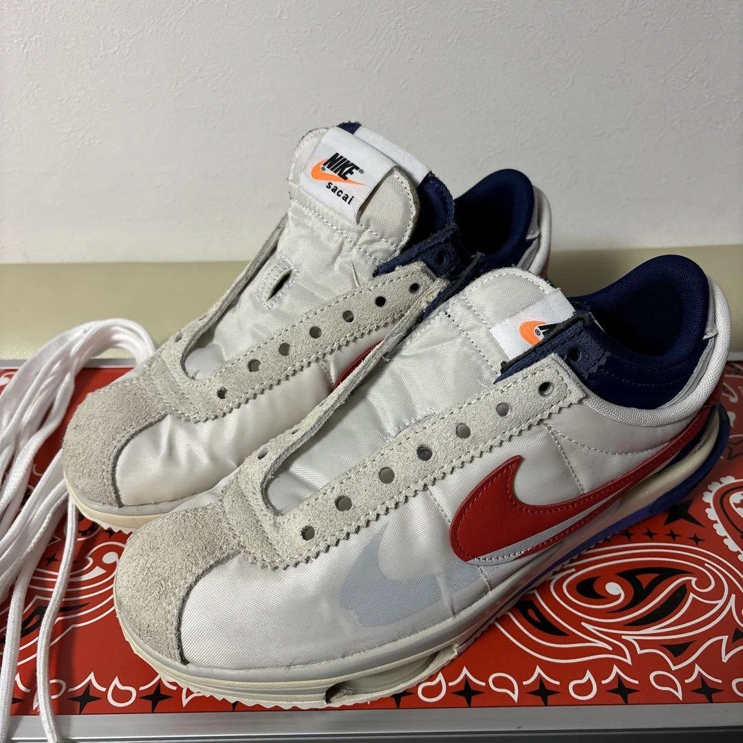 Nike Sacai Zoom Cortez SP Sneakers 26 cm Usate Bianco