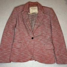 Anthropologie Cartonnier Pink Space Textured Knit Blazer Jacket Career Office M