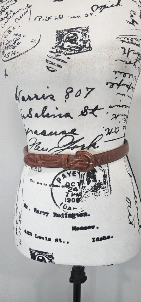 Cinturón De Colección Calvin Klein Cuero Lagarto Mujer Talla S Marrón Hipster Texturizado EE. UU. Foto 2 de 4