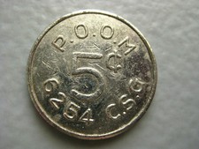 VIETNAM MILITARY TOKEN PLEIKU OFFICERS OPEN MESS 5¢ CLUB 6254th COMBAT SUPPORT