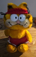Vtg Garfield Daikin Plush Cat Cartoon Strip Workout Headband Red Shorts Training