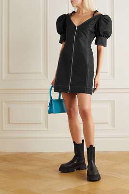 NEW GANNI PUFF SLEEVE COLD SHOULDER TAFFETA DRESS SIZE 36 S $375 BLACK NORDSTROM | eBay NEW GANNI PUFF SLEEVE COLD SHOULDER TAFFETA DRESS SIZE 36 S $375 BLACK NORDSTROM | eBay