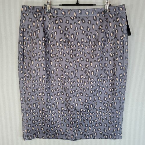 allegra k womens scuba stretch skirt size XL cheetah animal print gray NEW