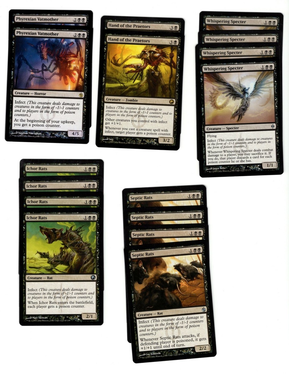 Mono Black Infect 60 Card MTG Deck-Rares-Magic the Gathering