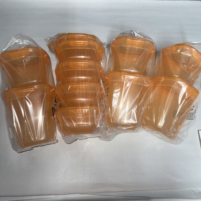 Vintage Lock N Lock Translucent Orange Square Storage Containers 10 Pc Lot