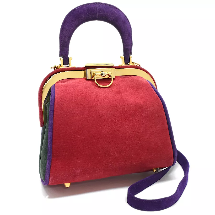 Christian Dior Pochette 2 Voies Type Portefeuille Sac à Bandoulière Sac à Main Rouge Vert T00I