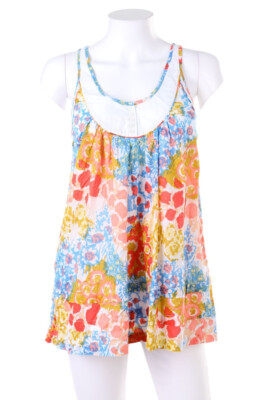 FRENCH CONNECTION Blusentop Bluse Top Print Baumwolle Falten 12 = L multicolor
