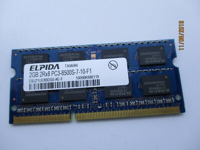 1x 2GB ELPIDA 2GB 2Rx8 EBJ21UE8BDS0-AE-F Arbeitsspeicher DDR3 RAM PC3-8500S
