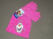NEW Disney's FROZEN  Olaf Girls 2 PC Cold Weather Set Knit Hat  Gloves Pink