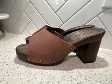 New Vintage 1980's Candies Original Sandals High Heels Slides Brown Womens 7 /38