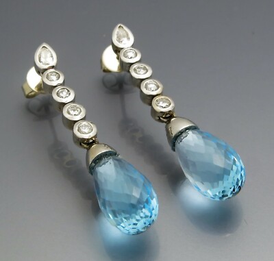 REIF-DESIGN - ELEGANTE EDELSTEIN DIAMANT OHRRINGE - EIGENE WERKSTATT - 585 GOLD