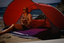 Oniva Pop Up Tent Portable Beach Tent Sun Shelter Blue w Gray Accents