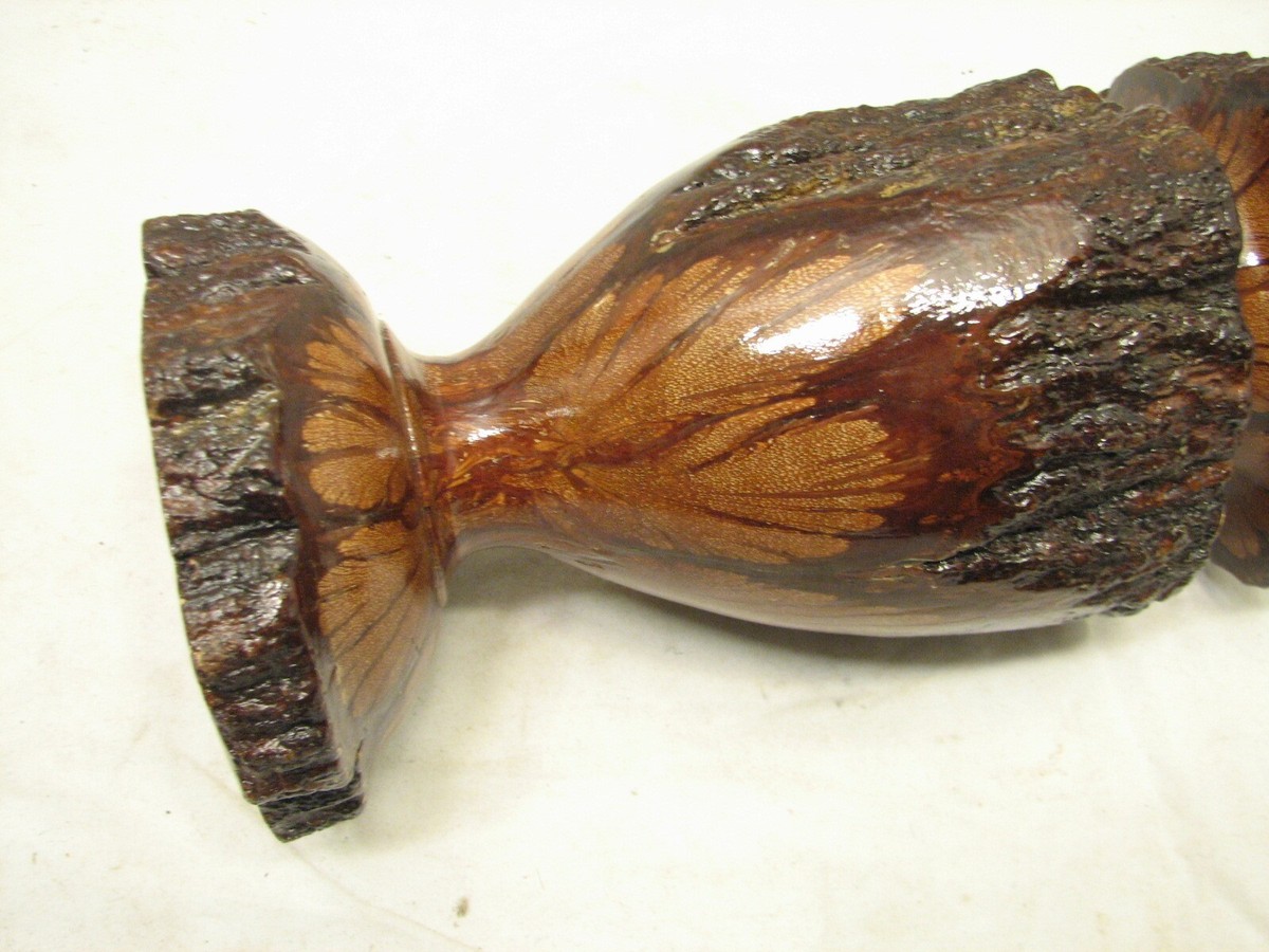 Hand Turned Wooden Vase Chrysanthemum Wood Tree Natural | eBay