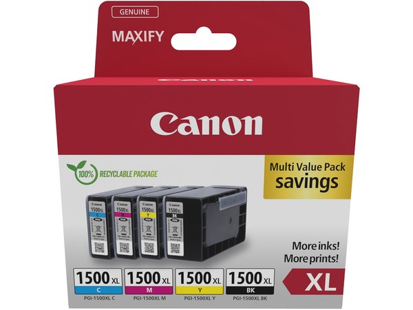 Canon PGI-1500XL Schwarz Cyan Magenta Gelb Maxify MB2050 MB2350 9182B010 4Er Set-image
