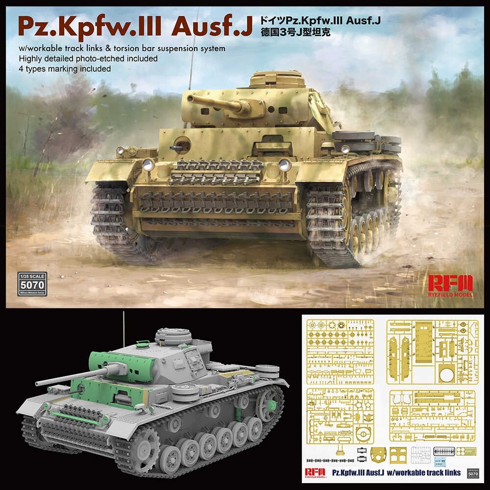 Rye Field RM-5070 1:35 Pz.Kpfw. III Ausf. J w/workable track links