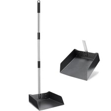 Dust Pans with Long Handle - 39  Heavy Duty Metal Upright Dustpan - Long Hand...