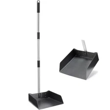 Dust Pans with Long Handle - 39” Heavy Duty Metal Upright Dustpan - Long Hand...