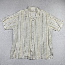 Tommy Bahama Shirt Mens XL White Beige Linen Beachy Preppy Travel Vacation Luau