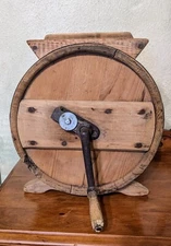 Antique RCW Richmond Wood Barrel Tabletop Butter Churn