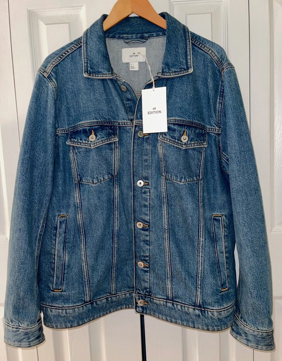 H&M NWT Edition Minimalist Premium Denim Trucker Jacket Relaxed Fit - Large  | eBay