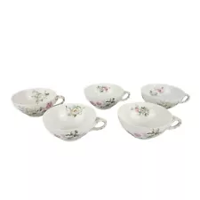 5 Jean Pouyat Limoges Coffee Tea Cup JPL J. Pouyat RARE Floral Flowers