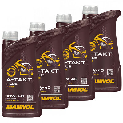 MANNOL 10W40 Motoröl 4-Takt Plus API SL 4x 1 Liter für Aprilia ATU Rex Suzuki