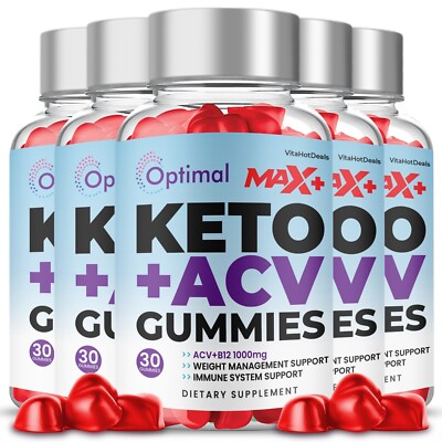Optimal Max + Keto Gummies,  Optimal Maximum Potency ACV Gummies (5 Bottles)