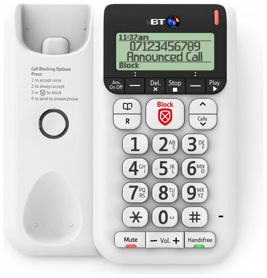 BT Corded Landline Phone Decor 2600 Advanced Call Blocker White 1 Year Warranty - Image 3 of 4