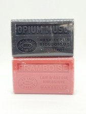 Lot de 2 savons au lait d'ânesse Bio, opium musc et framboise, Bell'ânesse.
