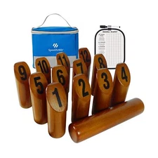 Wooden Throwing Game - 12 Numbered Block Toss Games Set with Scoreboard & Car...